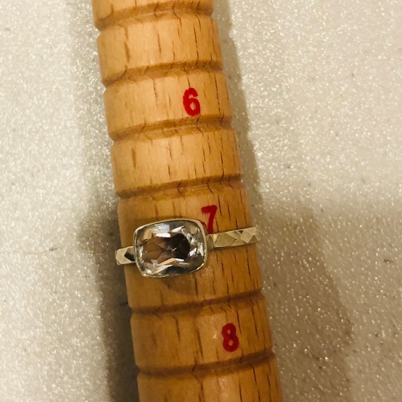 Deb Guyot herkimer rectangle stone hammered band sterling - Picture 1 of 3
